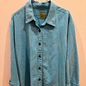Pulp Women’s Casual Button-Down Shirt-Size 2XL- Tencel/Lyocell Turquoise Blue
